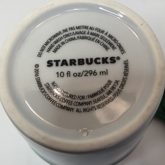 Starbucks Winter Holiday Ceramic Travel Mug Knit Look Green Sleeve and Lid 2016 - Picture 6 of 6